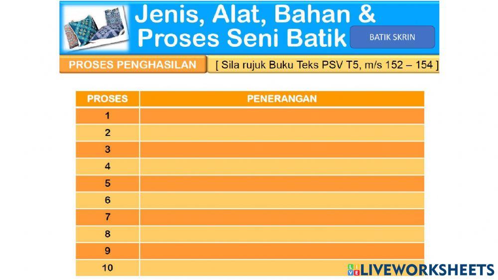 Soalan alat bahan dan proses batik