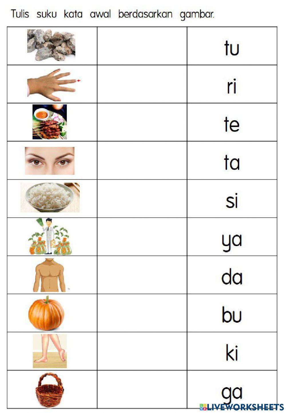 LATIHAN SUKU KATA KV a