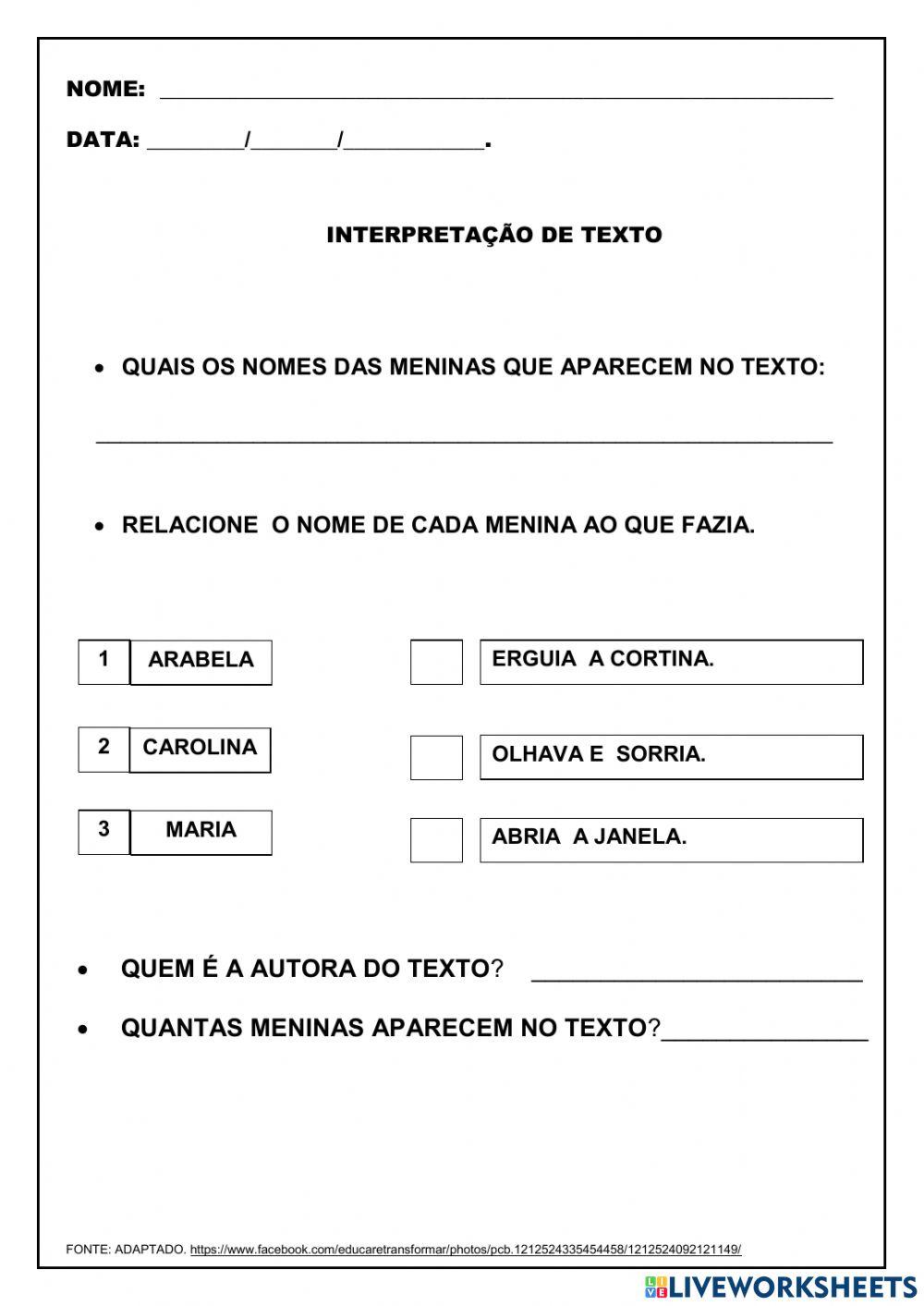 LEITURA E COMPREENSÃO DE TEXTO