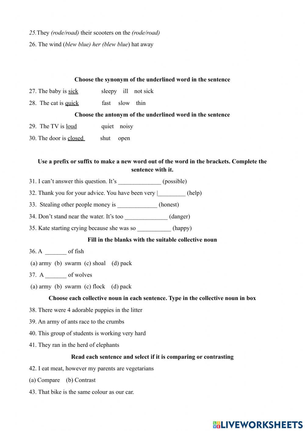 Grade 1 Language Arts End Of Year Exam