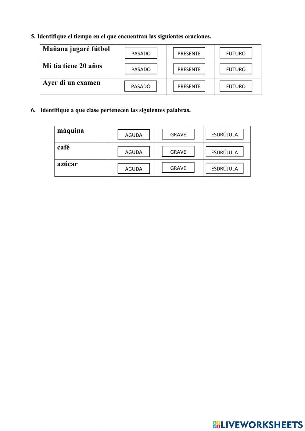 Cuestionario de lengua. 6°