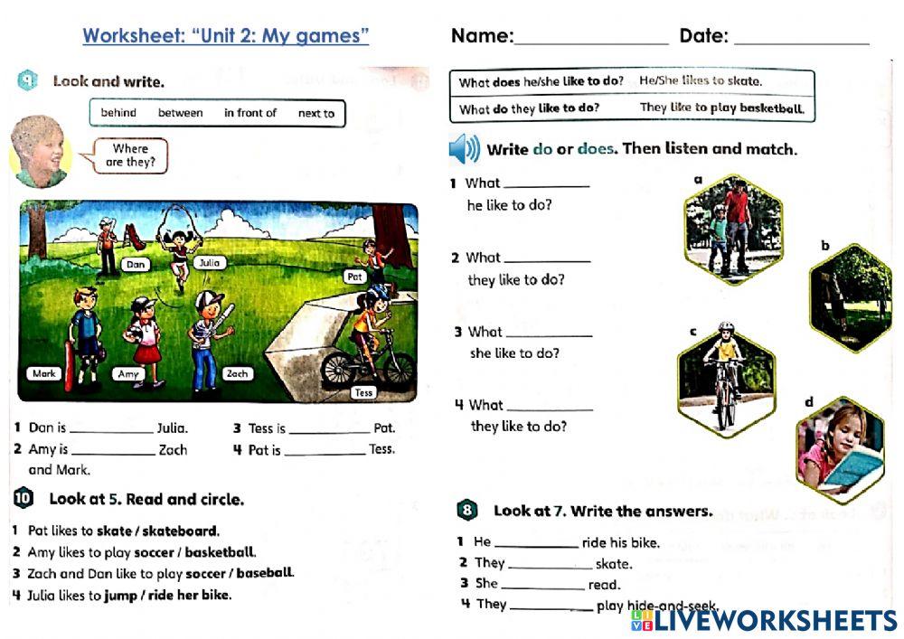 My Games: Worksheet