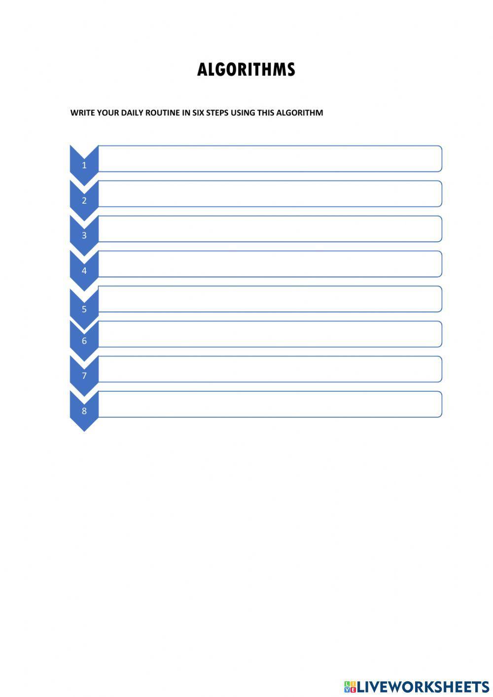 1104838 | Algorithms | gabrielagv | LiveWorksheets