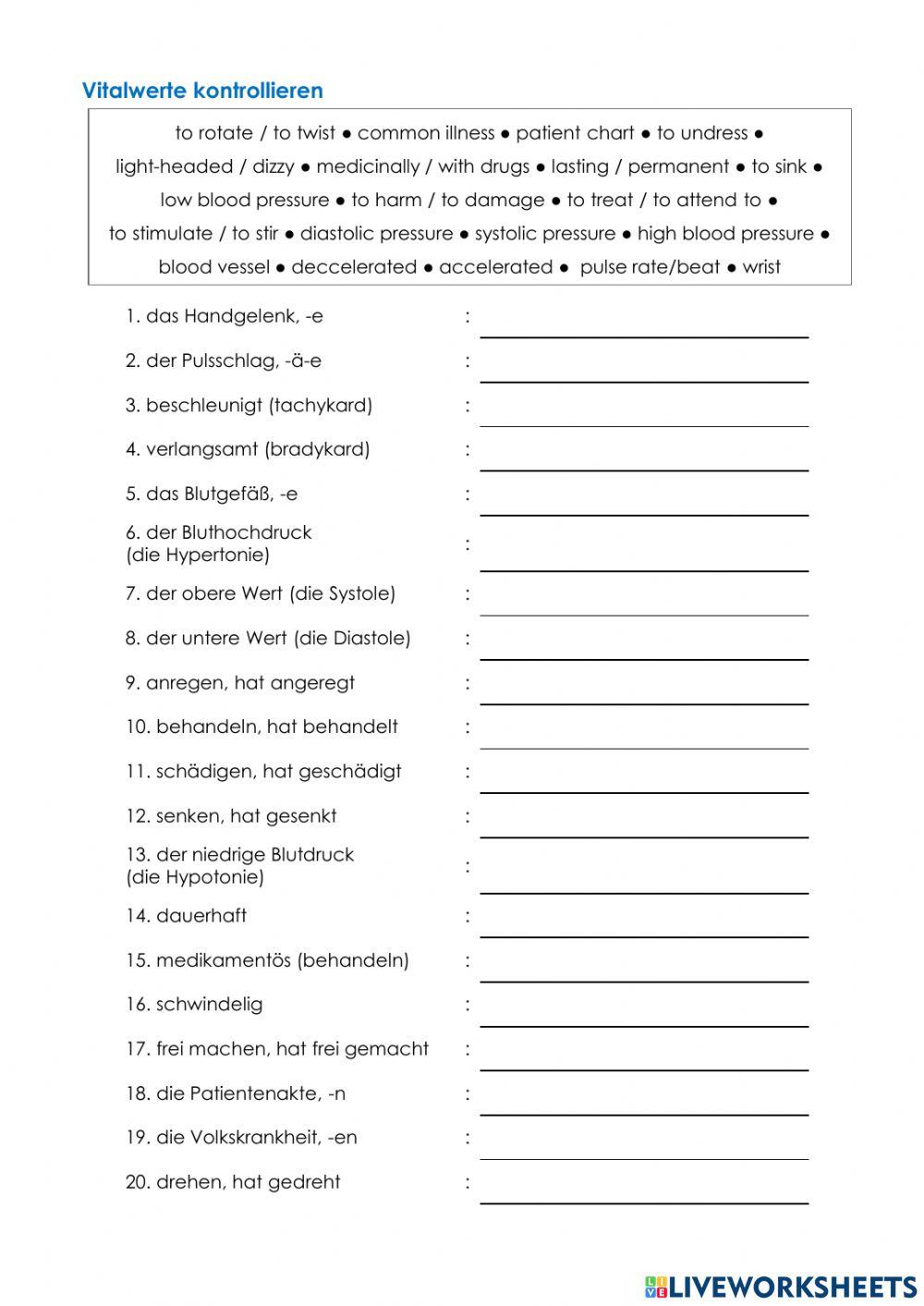 Pflege Wortschatz 08