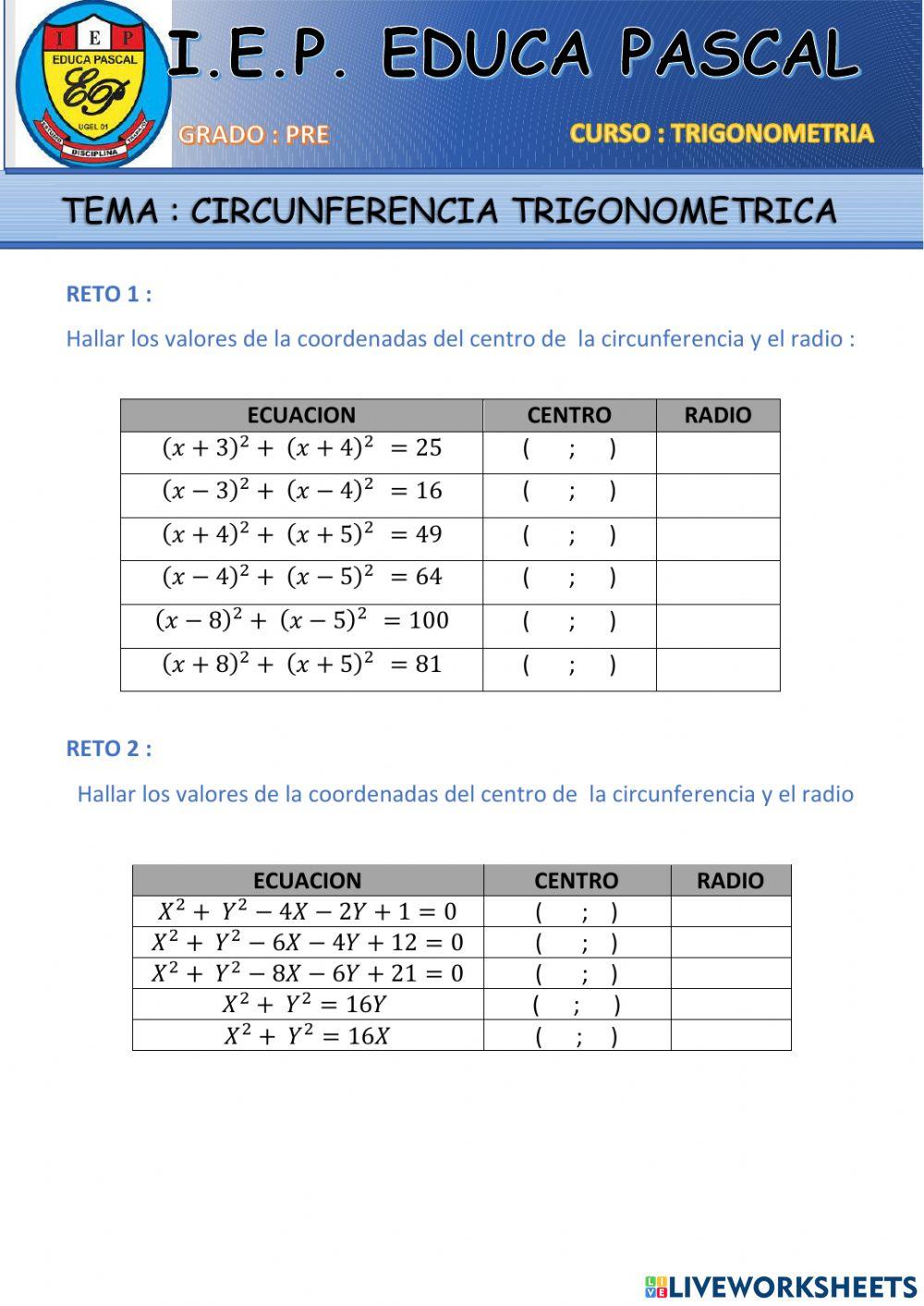 Circunferencia trigonometrica