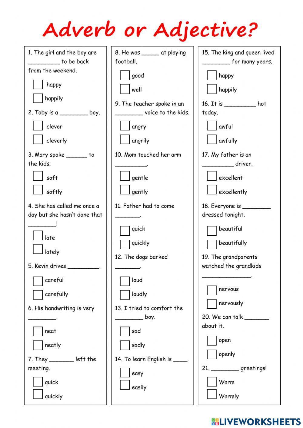 GEP3 11A: Adjectives or Adverbs