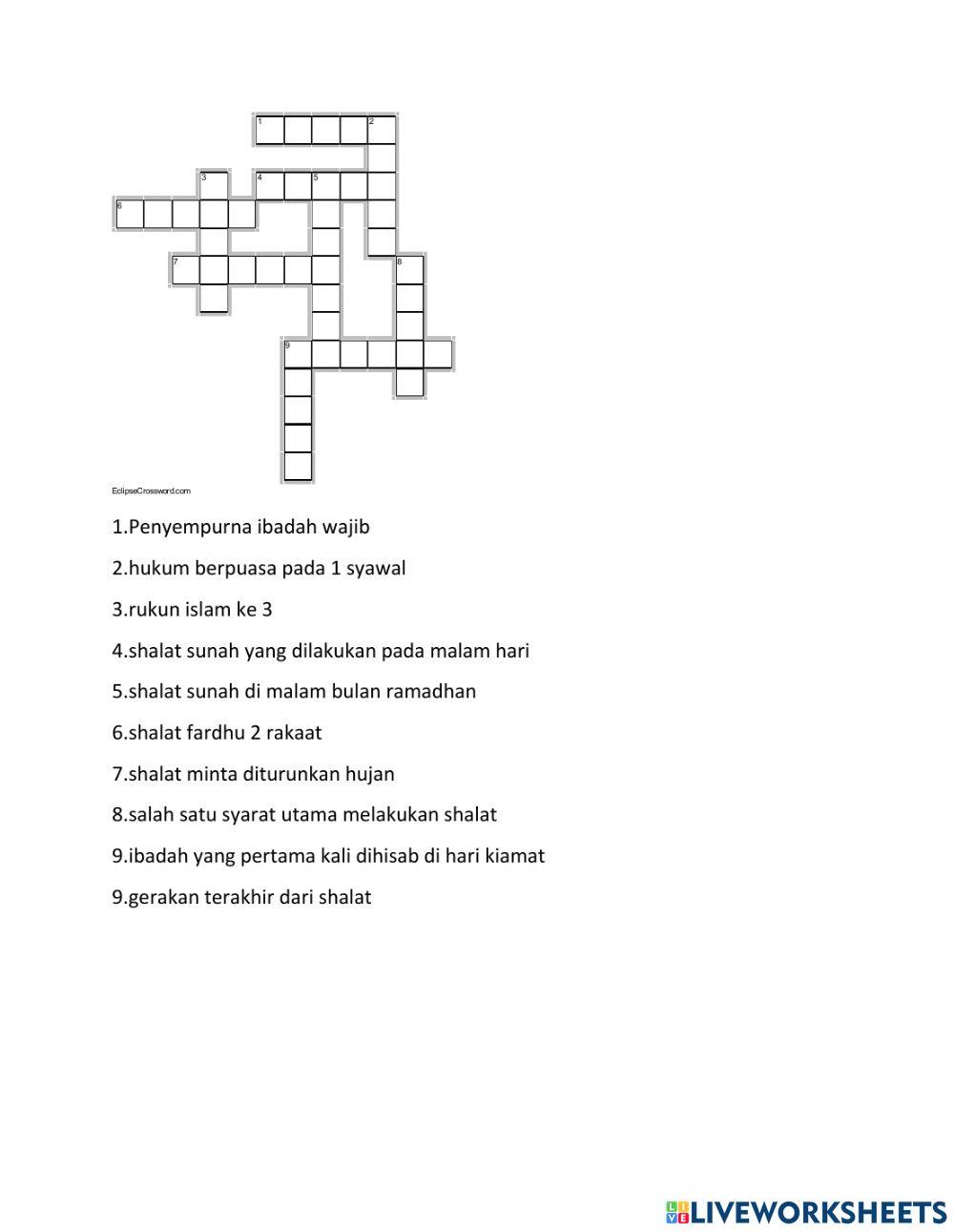 Tts kism ibadah interactive worksheet live worksheets