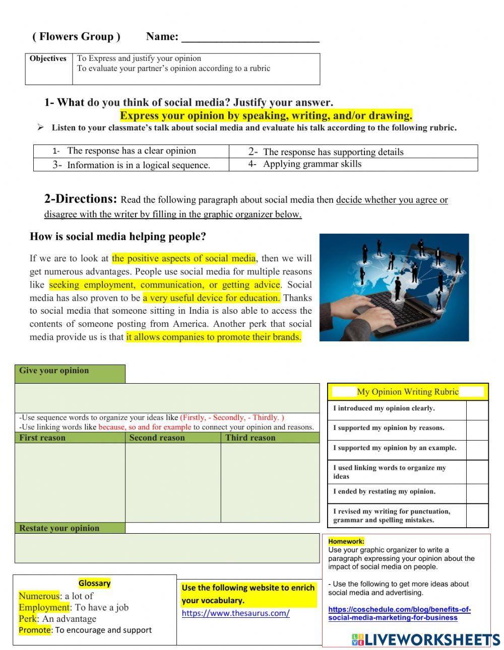 Expressing opinion - Flowers Group