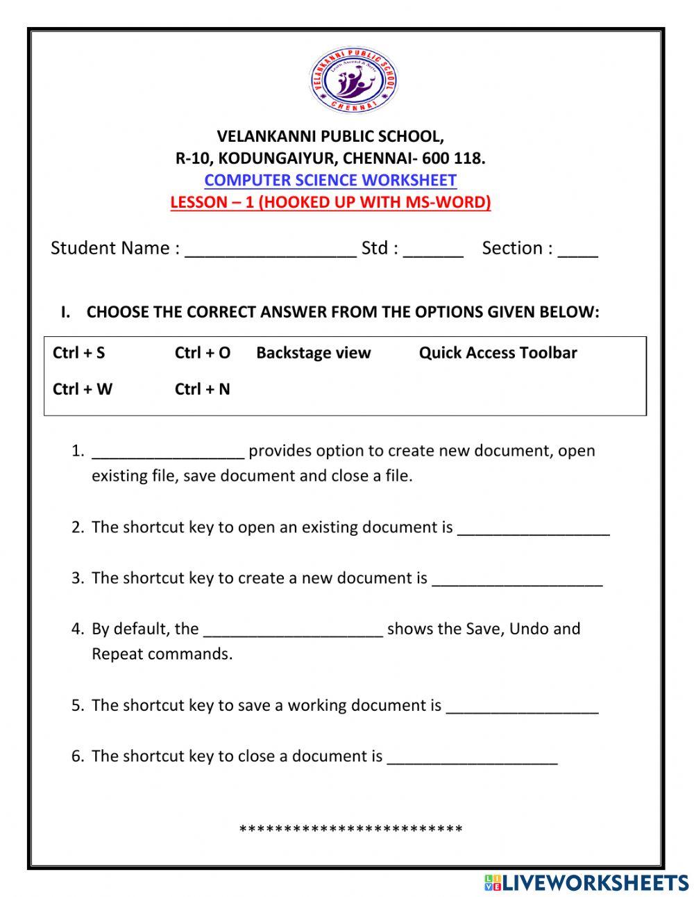 Word Revision worksheet | Live Worksheets