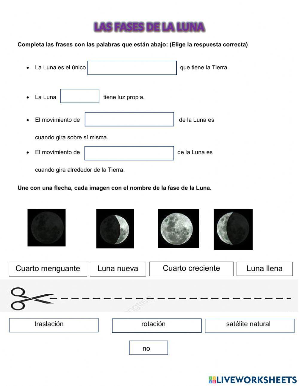 Características y fases de la Luna.