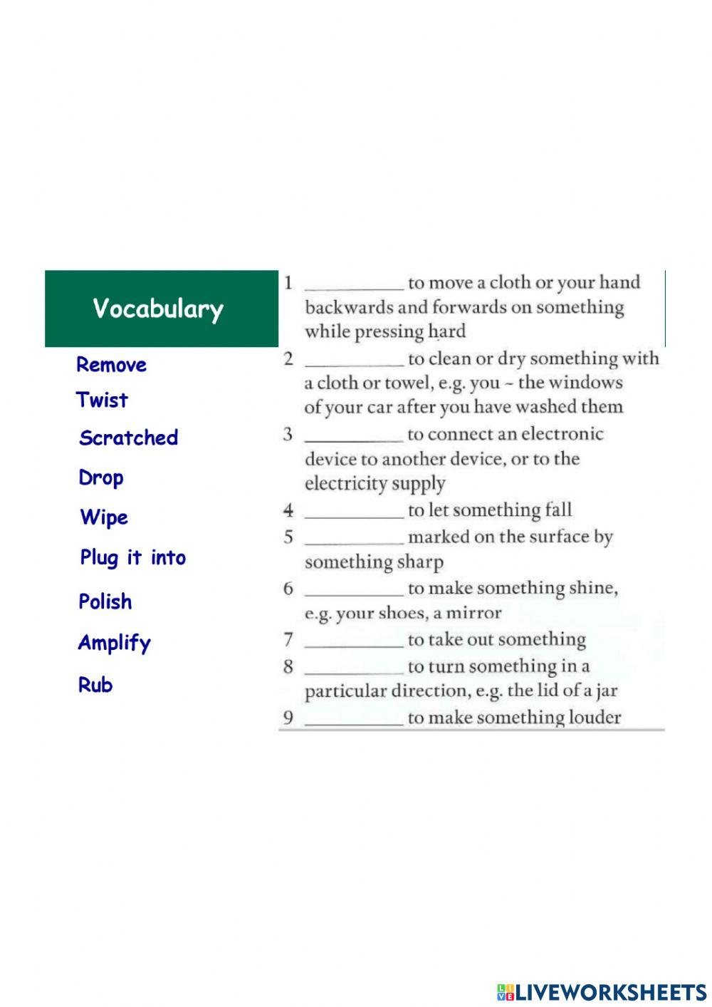 Reading vocabulary