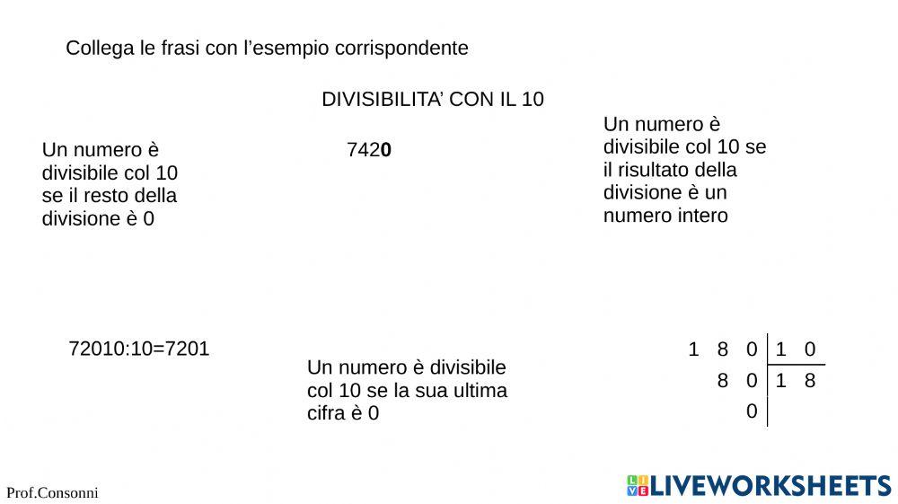 PREPARAZIONE per la verifica su DIVISIBILTà