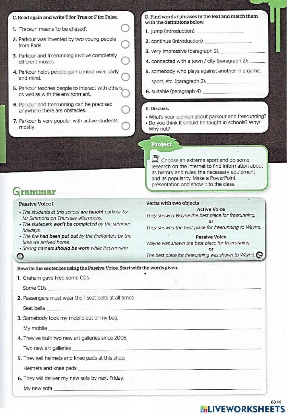 Full Blast Unit 6 (page 82-83: Reading 1)