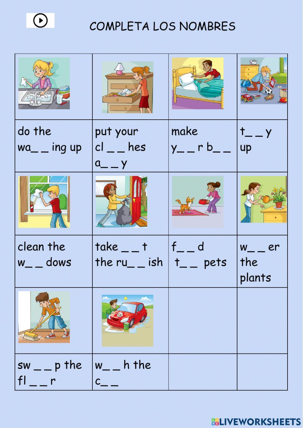 Vocabulario Tema 6 Helping people