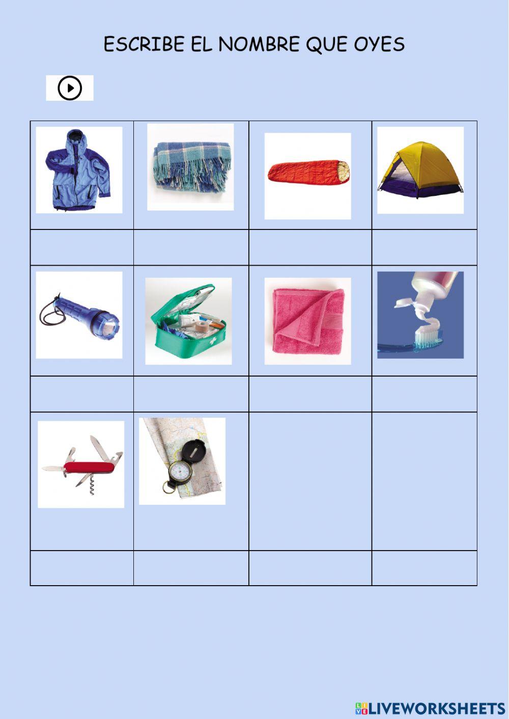 Tema 7 Vocabulario A camping trip