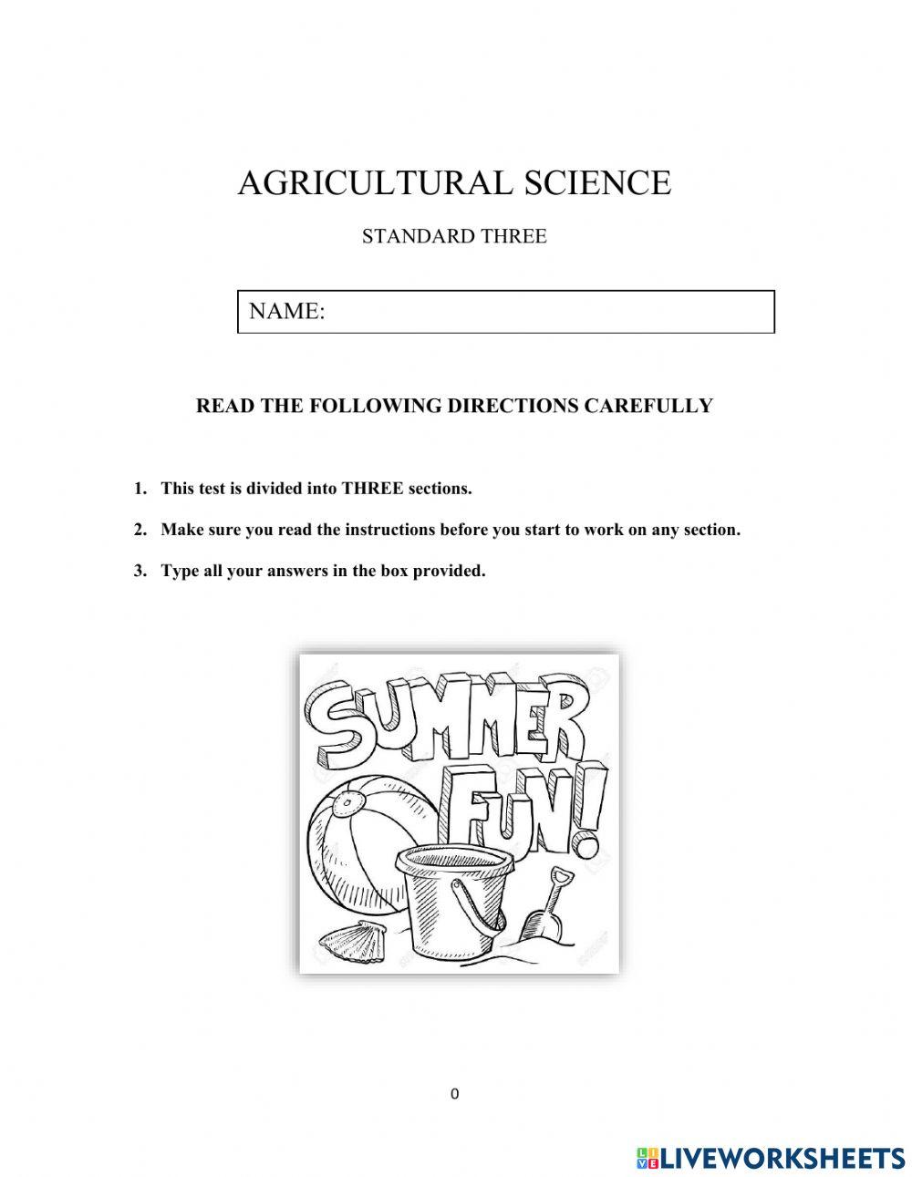 Agri Science Test