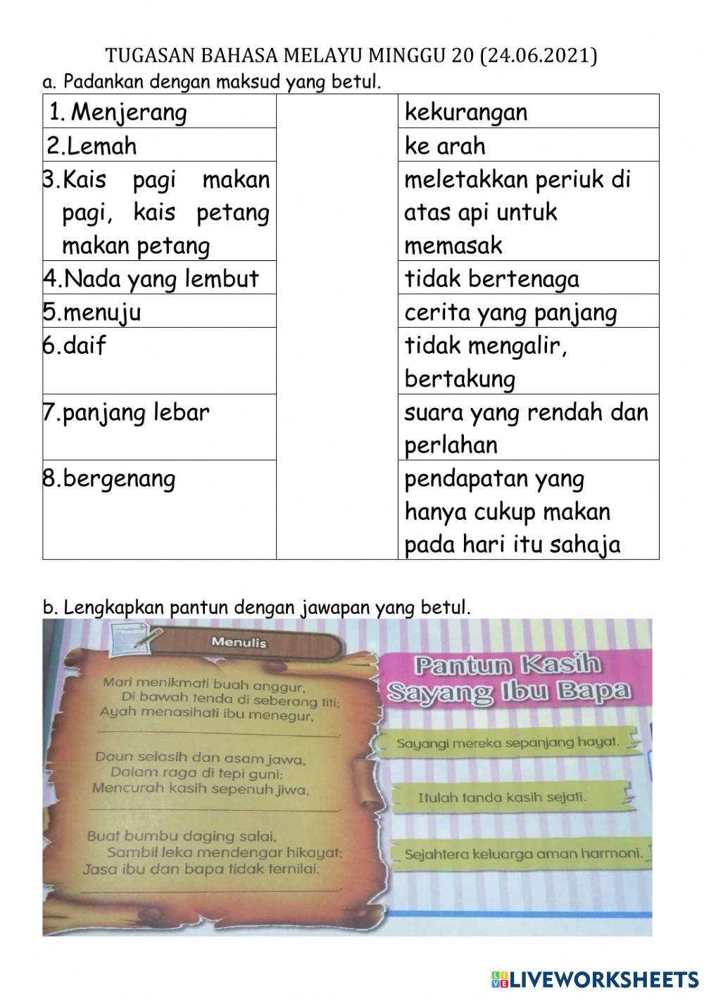 Bahasa melayu maksud perkataan worksheet Live Worksheets