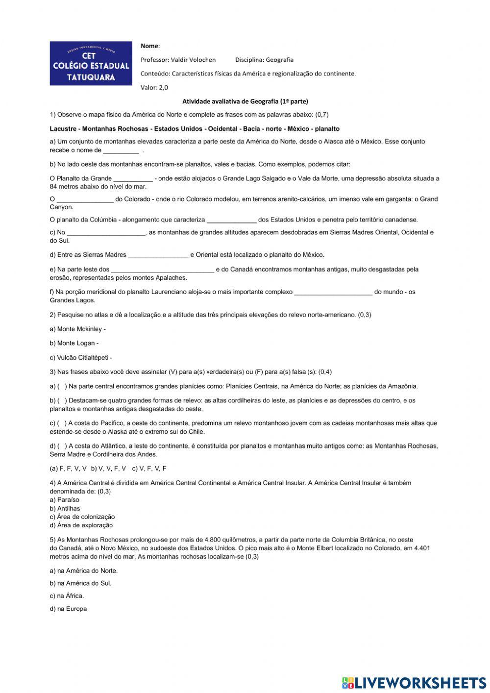 Aspectos Físicos da América