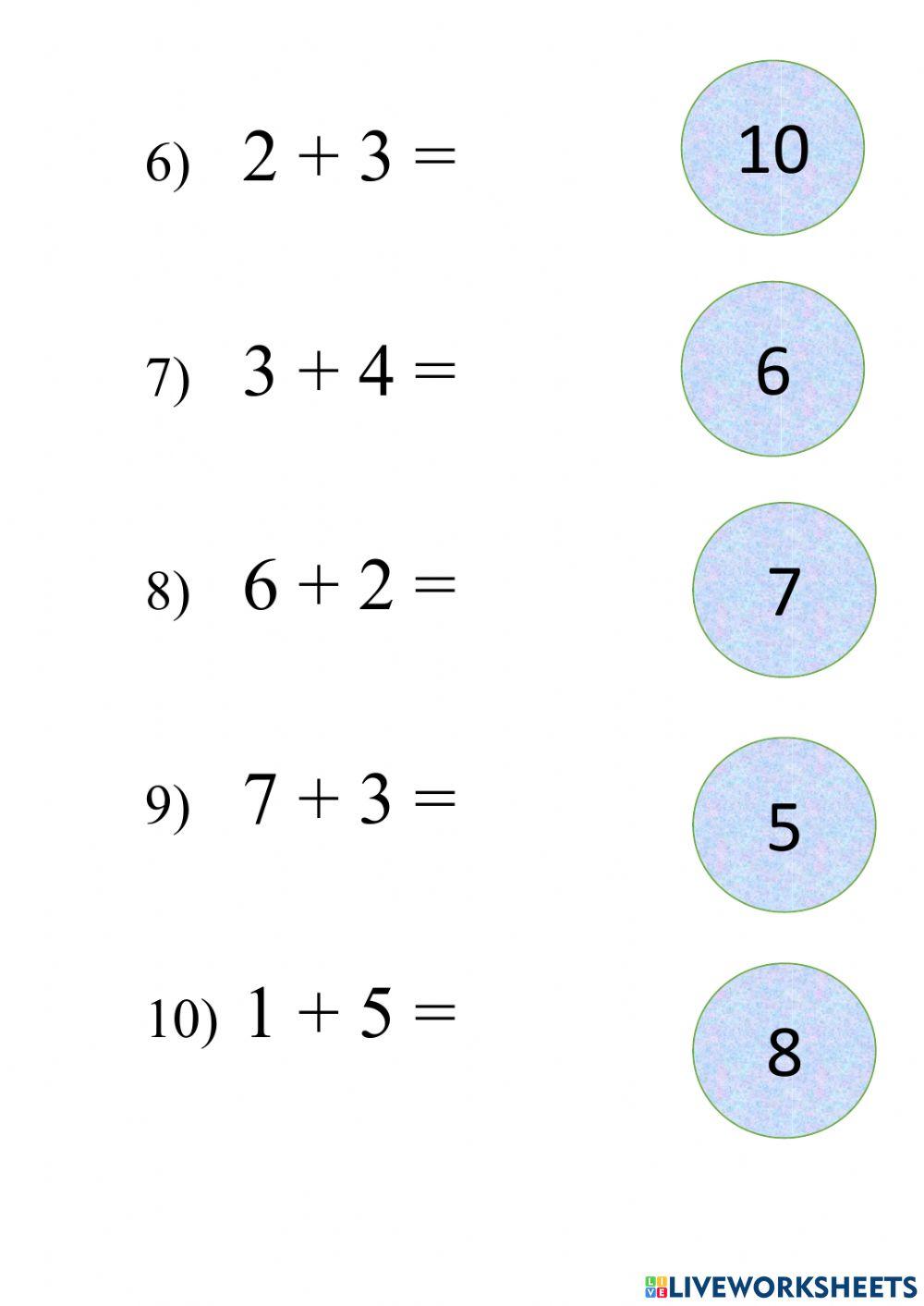 Addition (1-10) activity | Live Worksheets