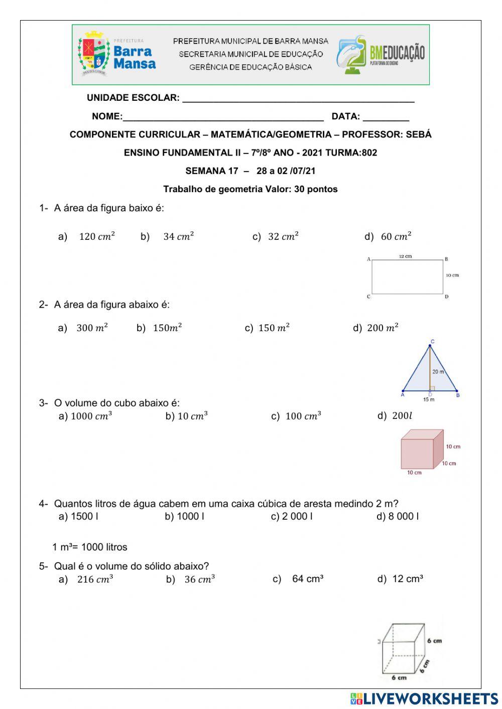 Trabalho de geometria