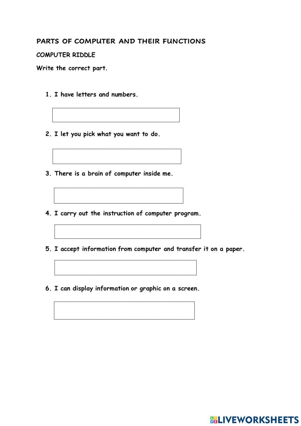 Parts of comouter and its function
