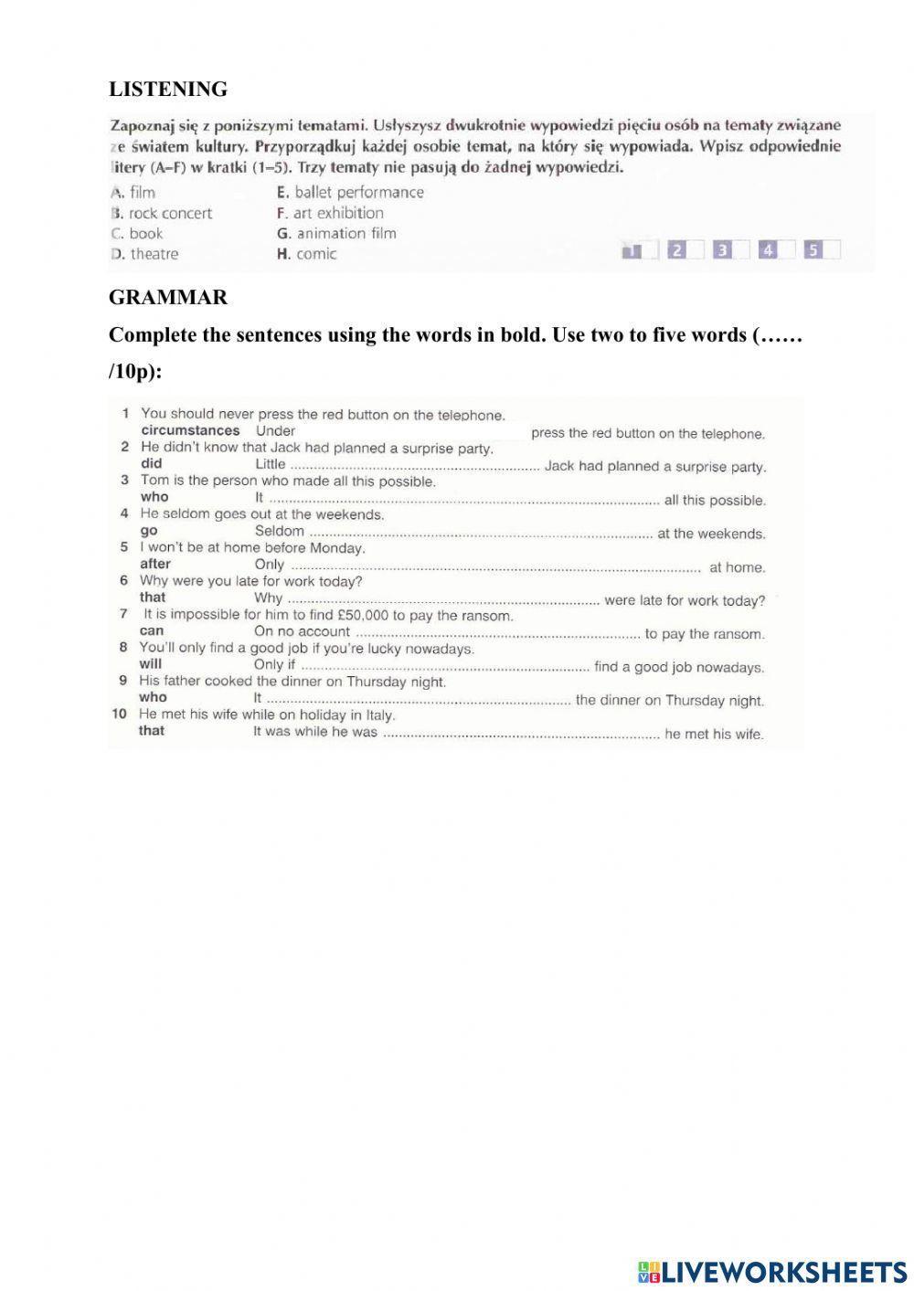 Kultura-voc - grammar - Inversion and emphatic structures
