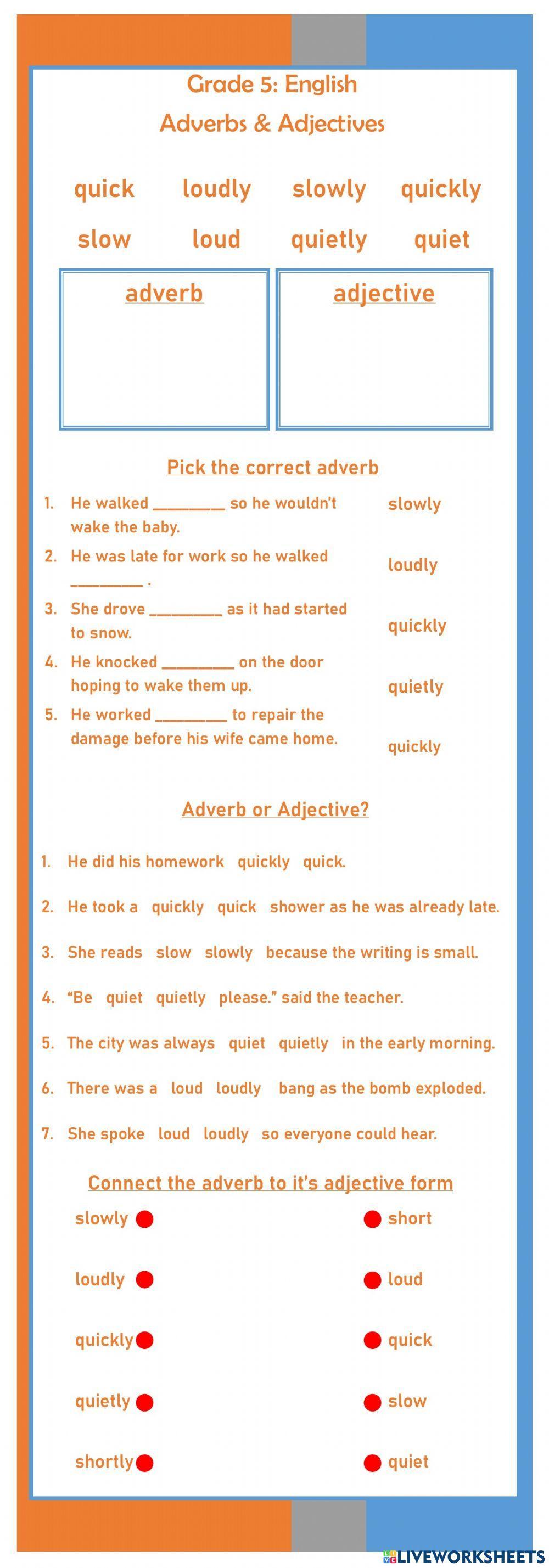 Simple Adverb - Adjective Exercise