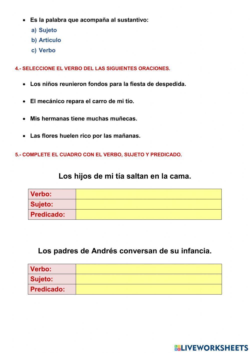 La oración y sus partes La oración y sus partes