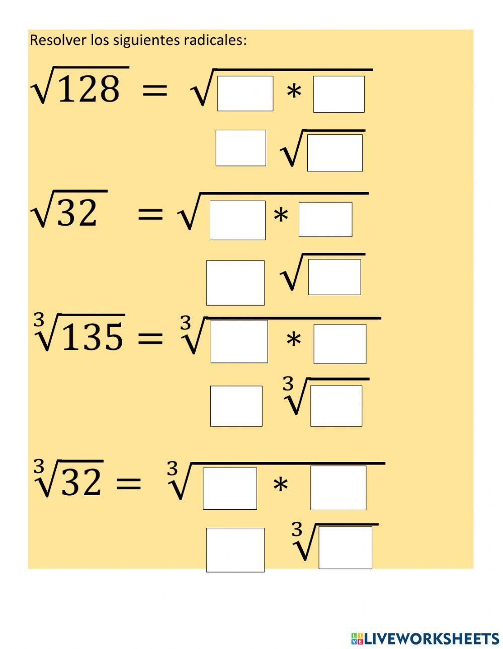Tema 3: Simplificación de raices cuadradas