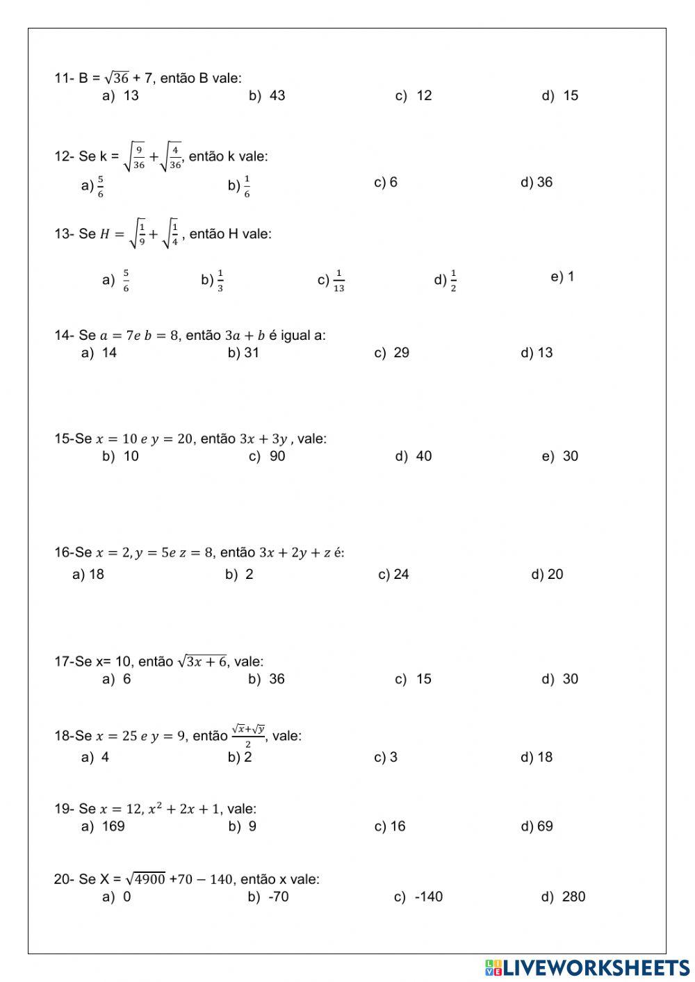 Trabalho de matemática