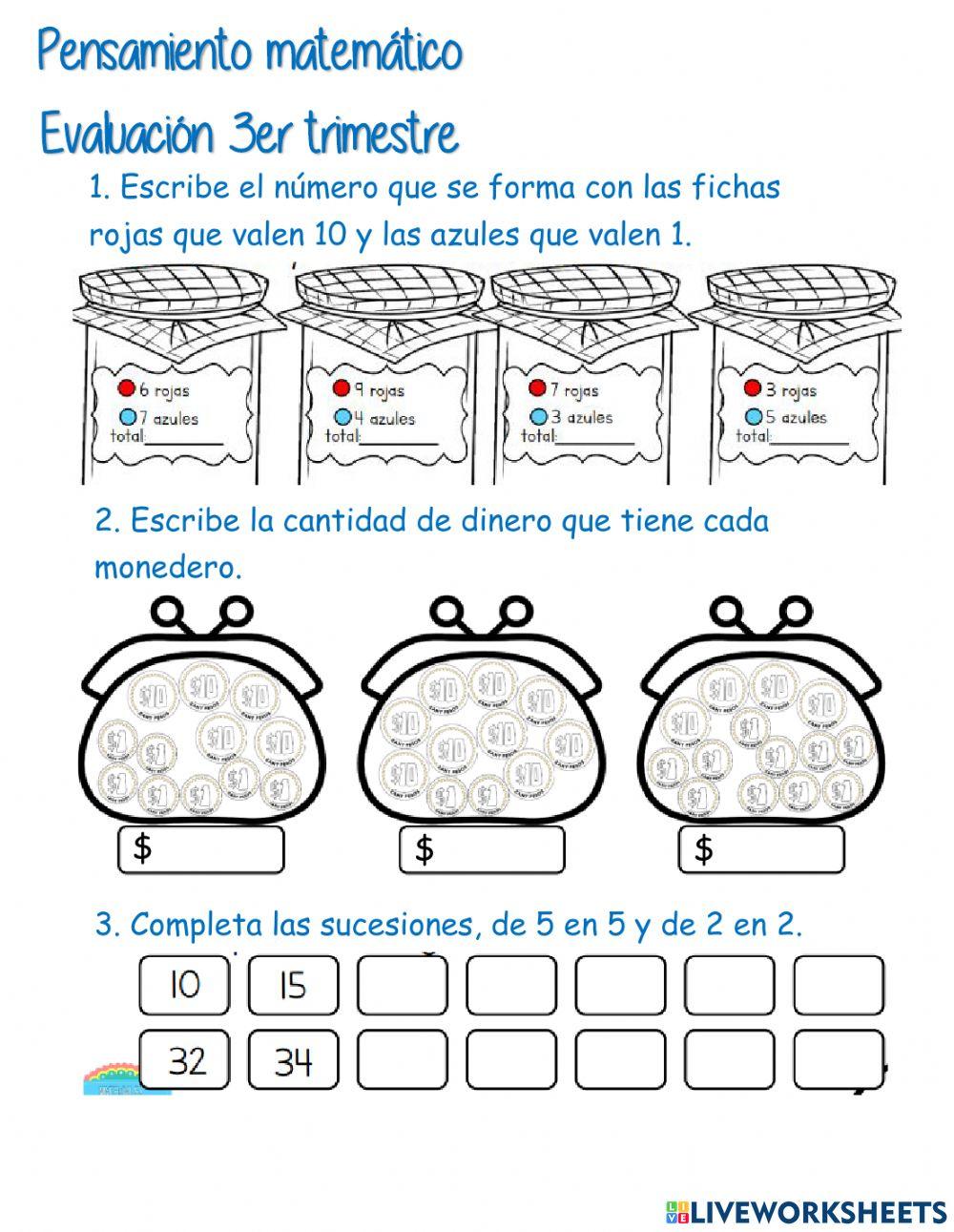Evaluación matemáticas 3er trimestre