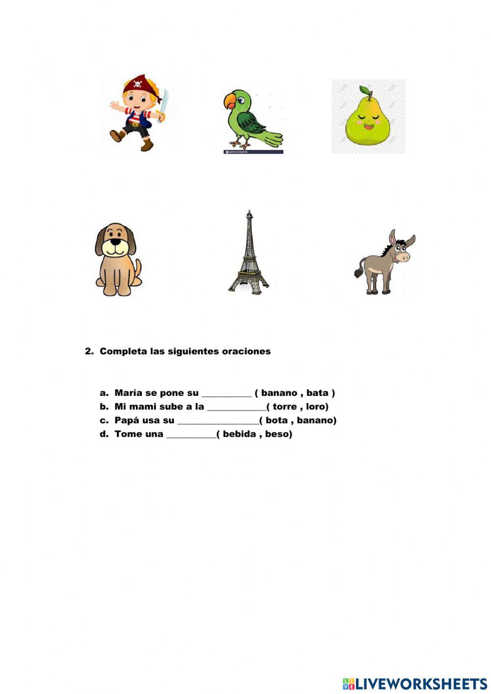 Examen de español primer grado