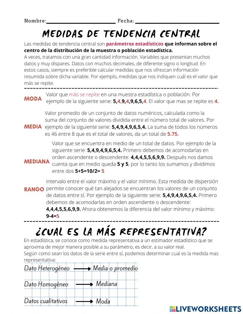 Medidas de Tendencia central