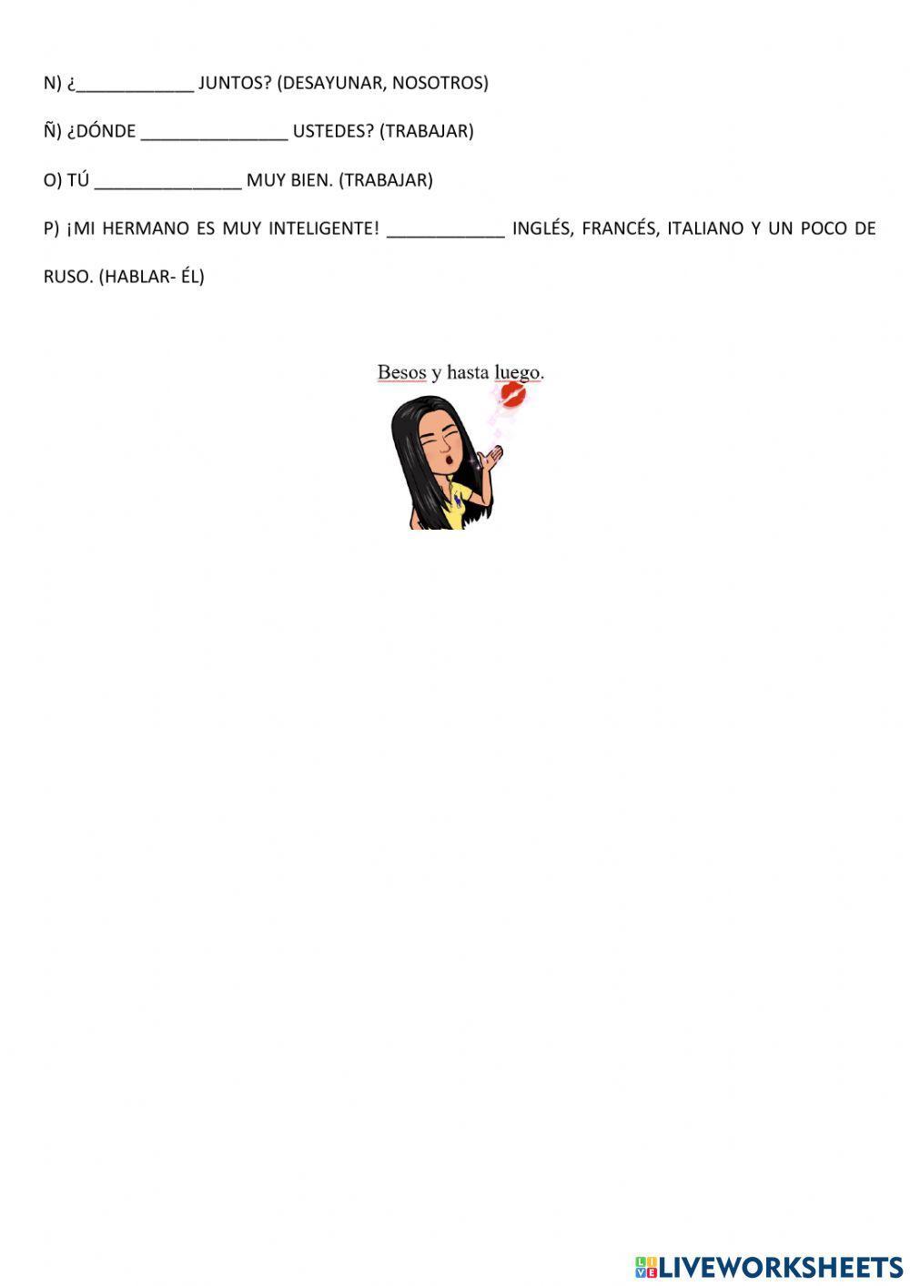 Revisao presente do indicativo - verbos regulares