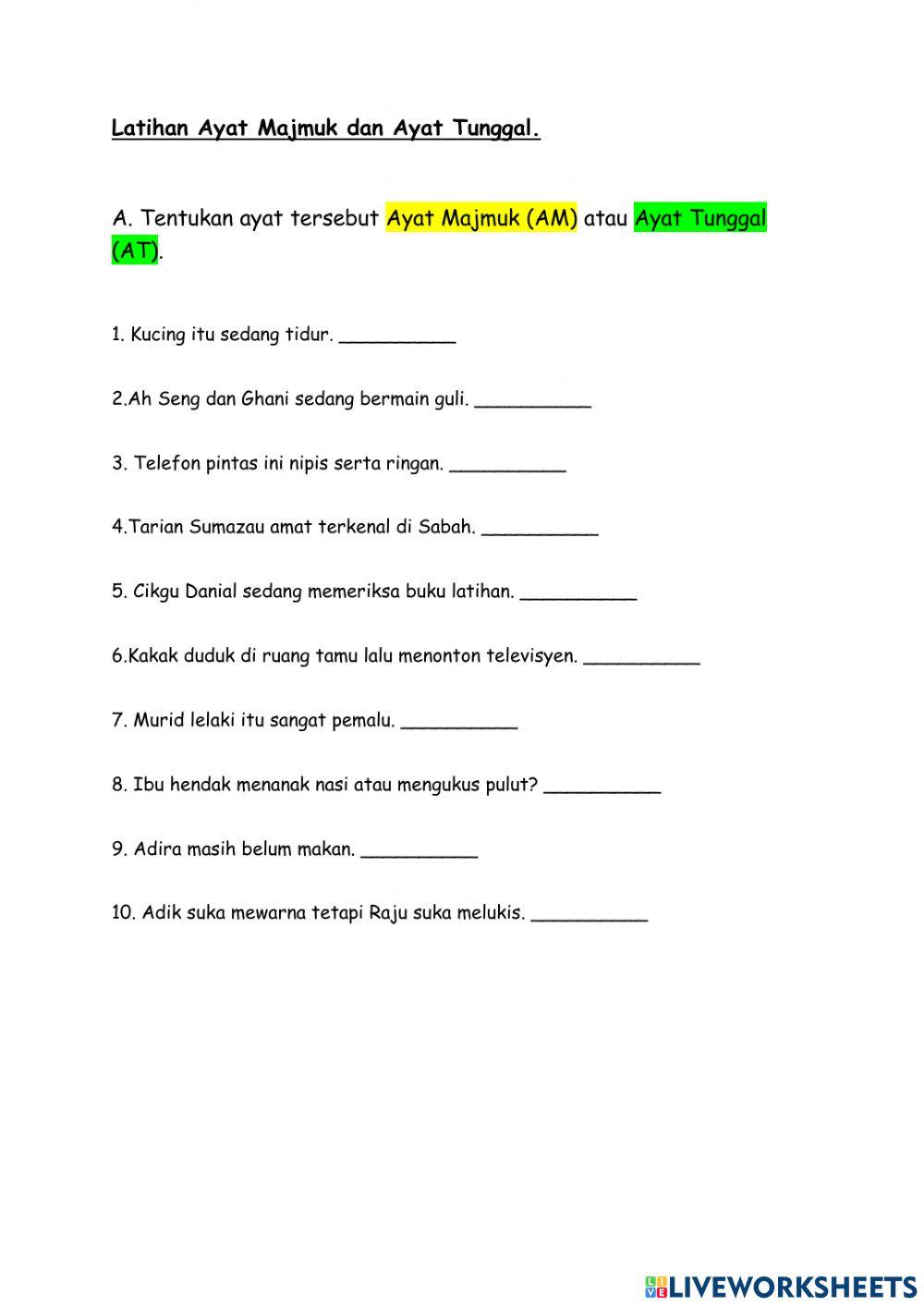 Ayat Majmuk Ayat Tunggal