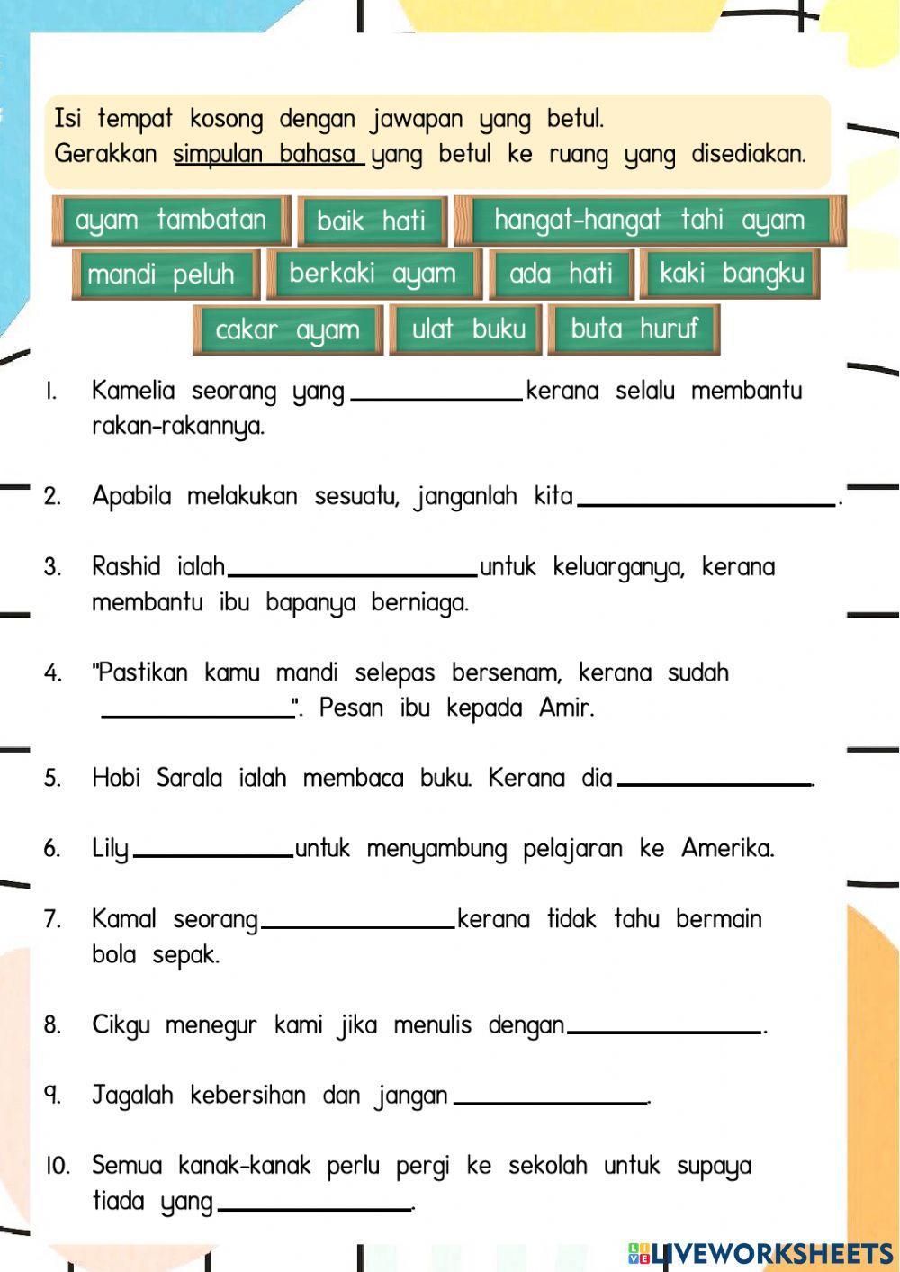 Simpulan Bahasa Tahun 1