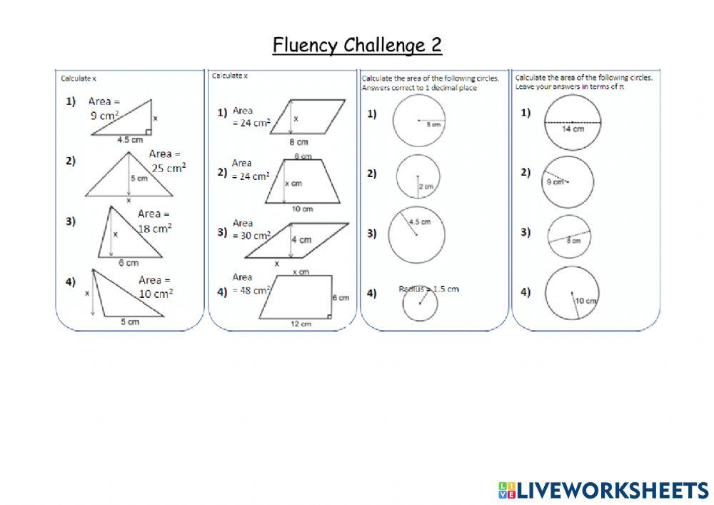 Area of triangles and circles
