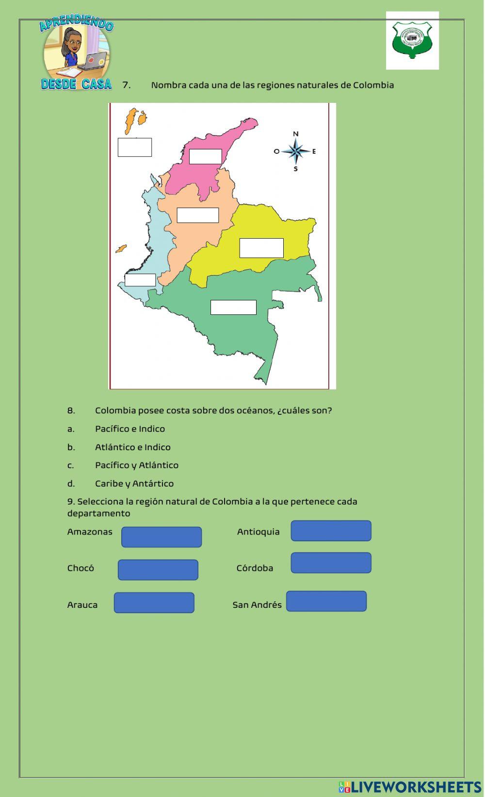 Evaluación Regiones geográficas de Colombia