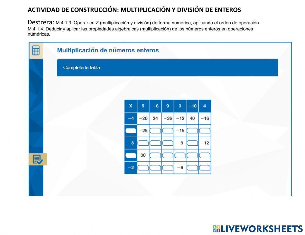 Multiplicación y División de Enteros
