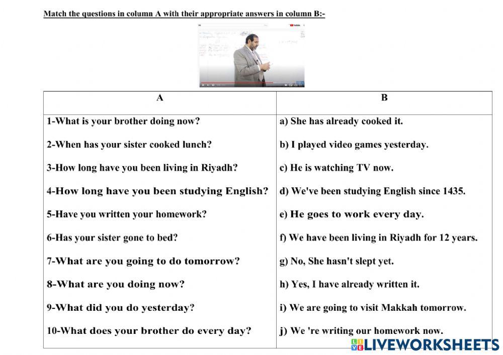 Questions & answers ( Different Tenses)