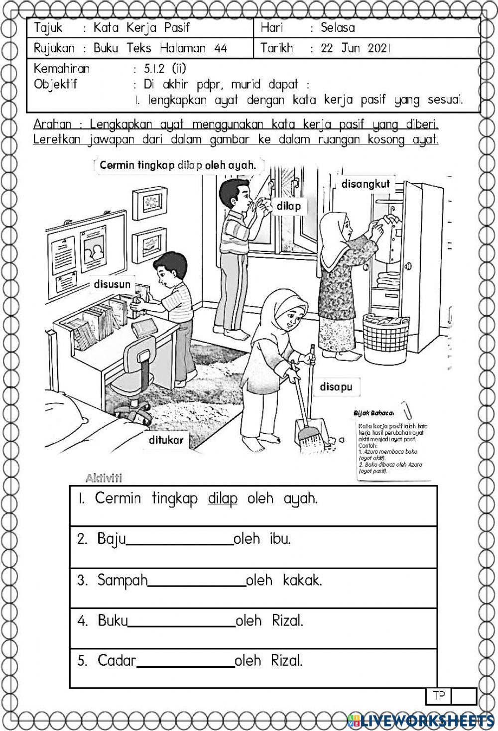 BM Tahun 1 Kata Kerja Pasif