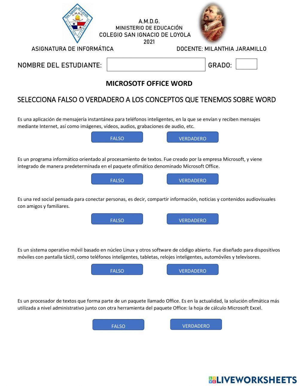 Entorno del Programa de Word