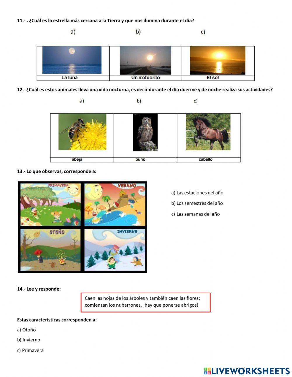 Examen ciencias naturales 2do