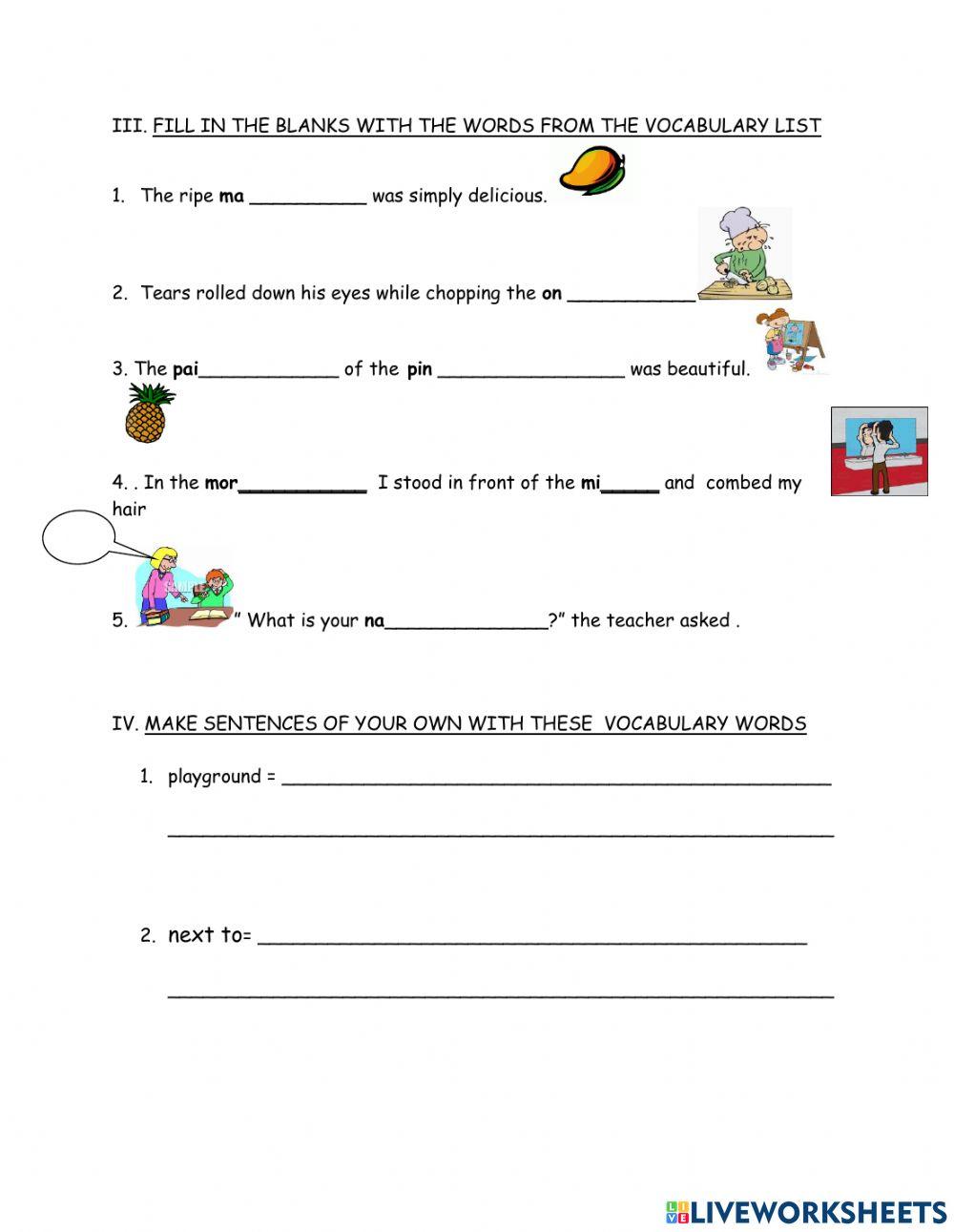 Starters YLE worksheet