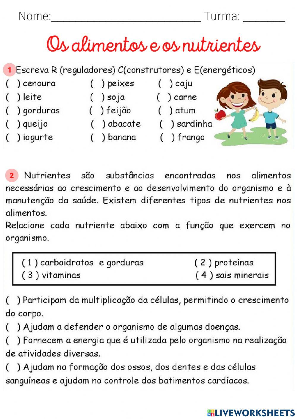 Os alimentos e os nutrientes
