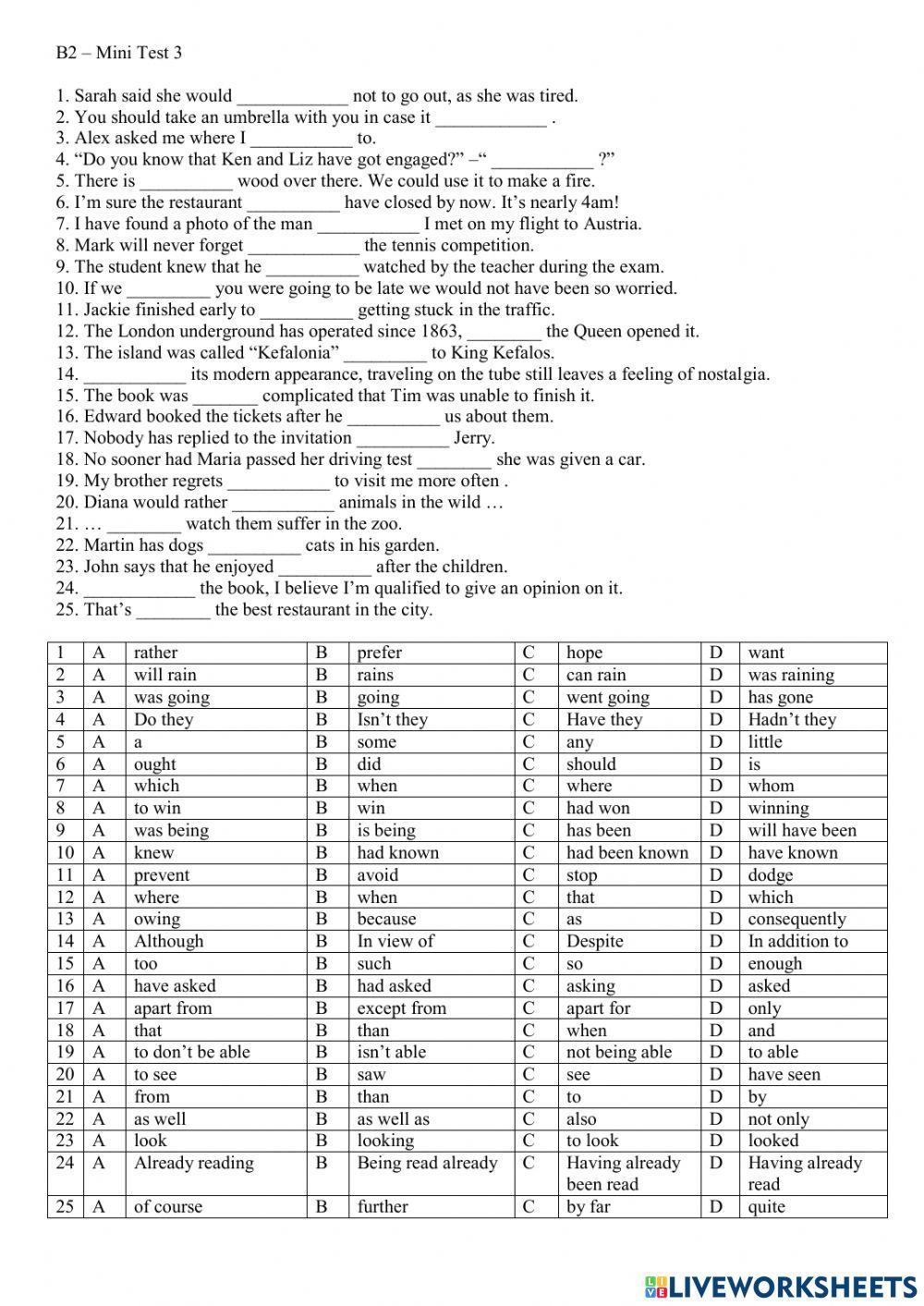 Ecce - grammar - multiple choice