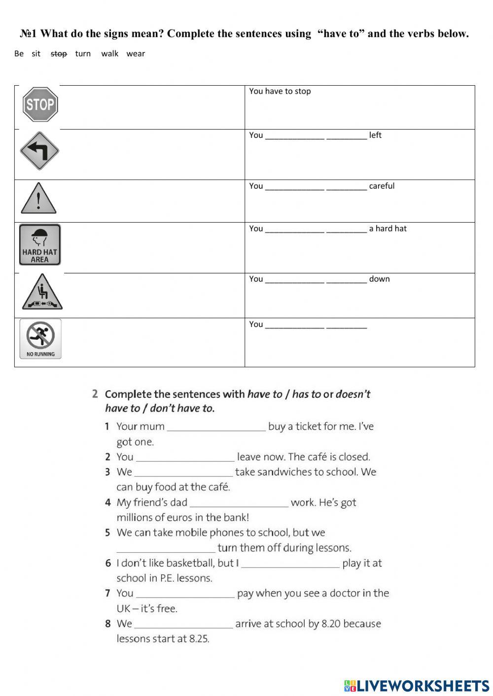 Solutions ELM WB 2B have to has to don't have to doesn't have to