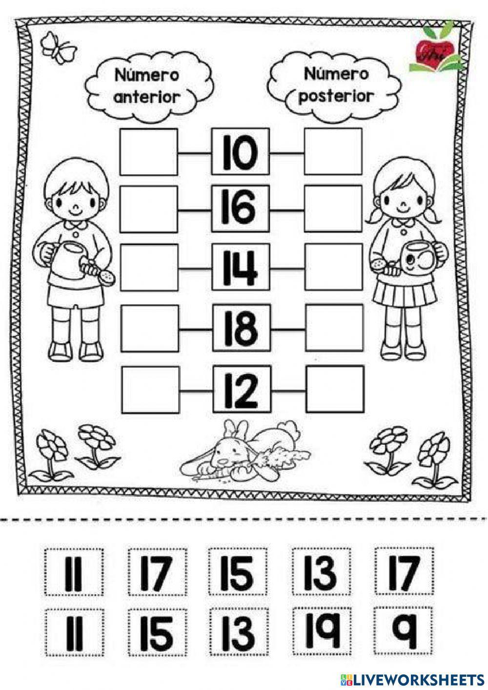 Número anterior-posterior 9 a 19