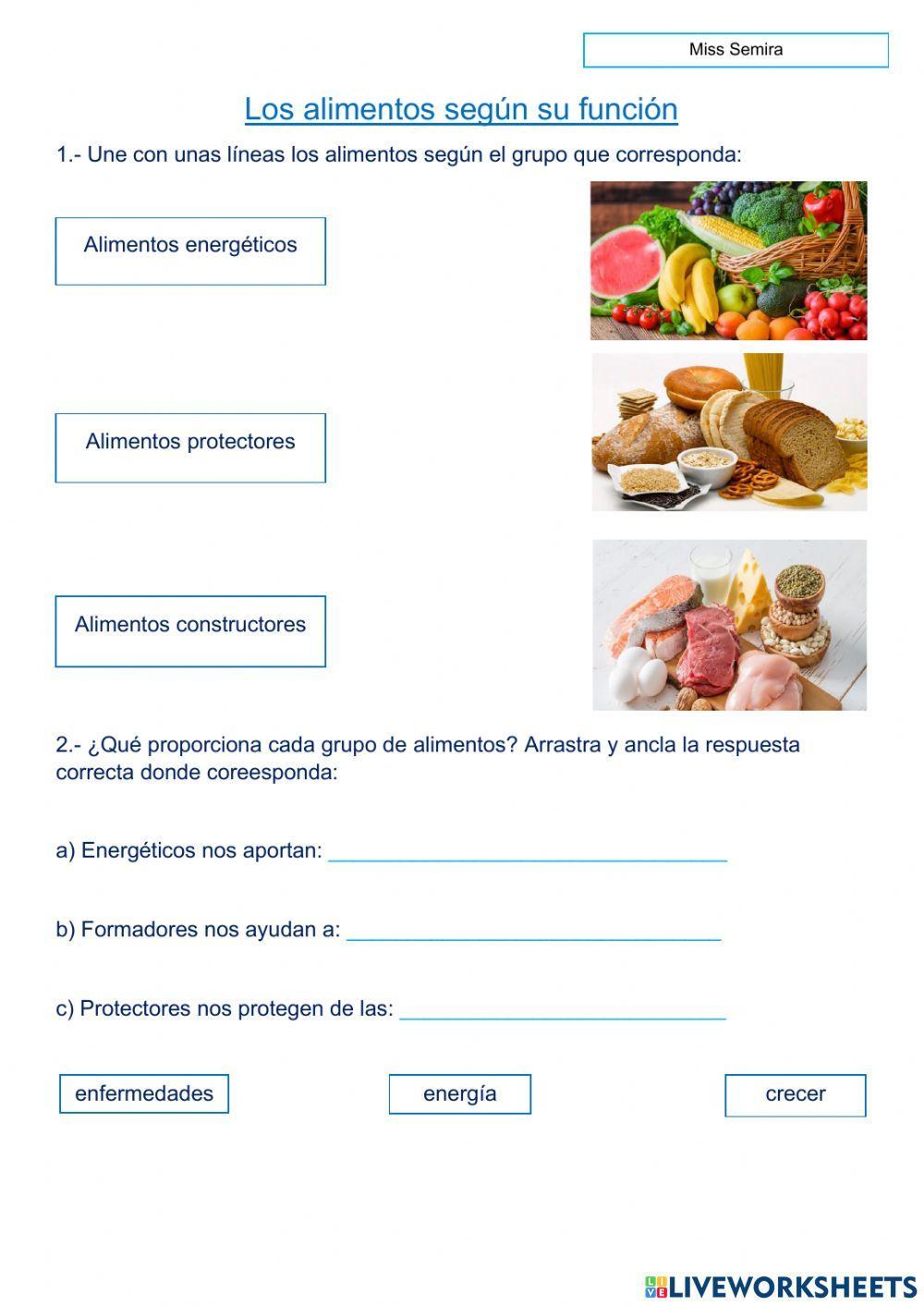 Los alimentos según su función.