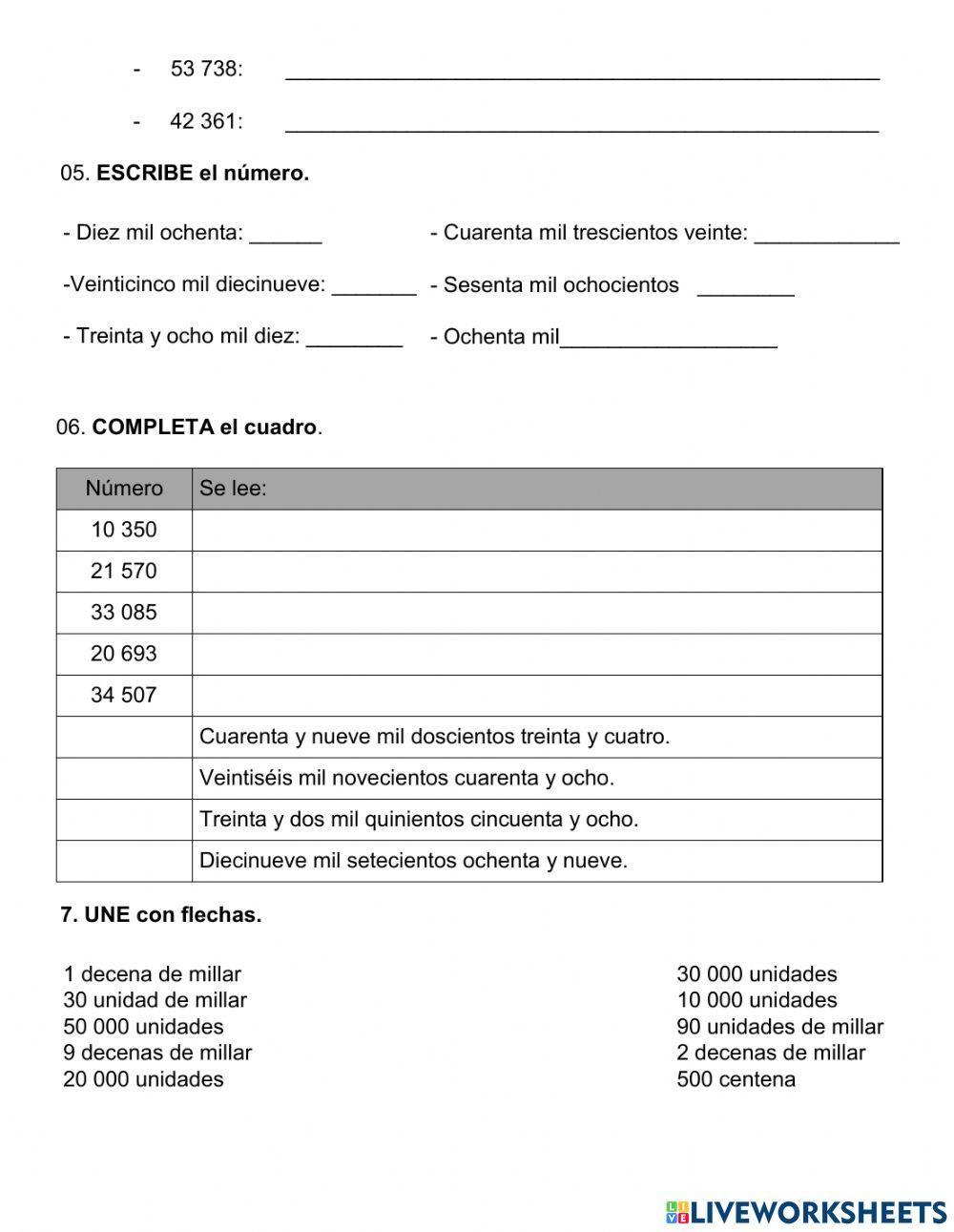 Numeros naturales menores que 100 000